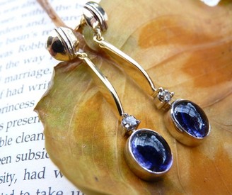iolite and diamond gold earringsrs
