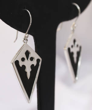 Polished black wood and silver earrings