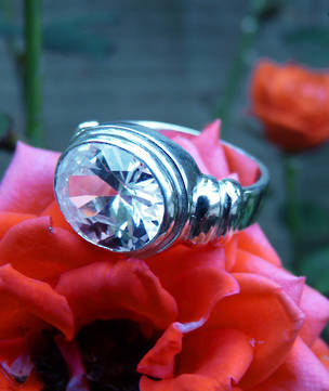 Silver cubic zirconia ring - made in NZ