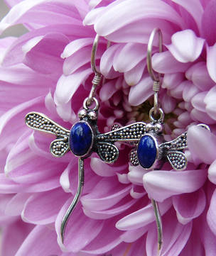 Lapis lazuli dragonfly earrings