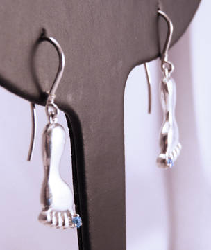Solid Silver Foot Earrings