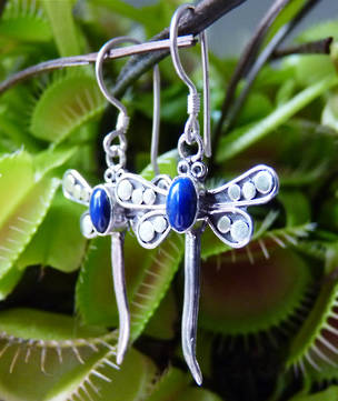 Sterling silver lapis lazuli dragonfly earrings