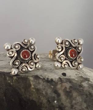 Sterling silver carnelian stud earrings