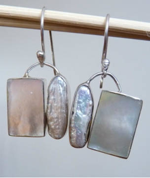 Mother of pearl and fresh water pearl earrings
