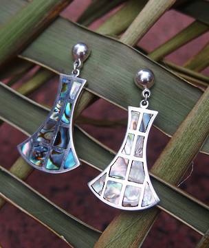 Inlay paua shell, solid silver earrings