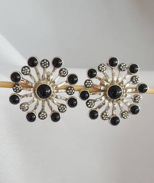 Spectacular large black onyx stud earrings