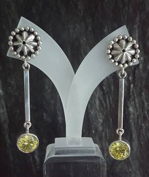 Extra long drop yellow citrine earrings