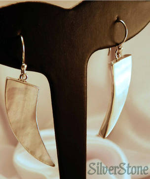 Mother of pearl elongated silver earrings