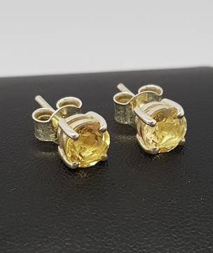 Claw set 6mm citrine stud earrings