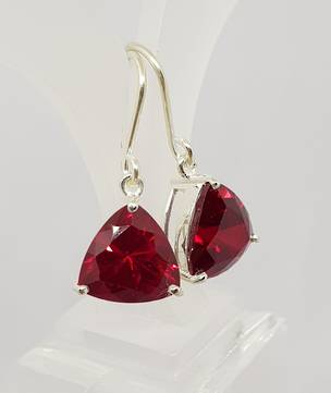 Sparkling red, synthetic ruby earrings