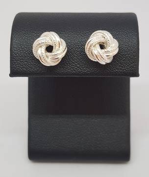 Silver knot stud earrings