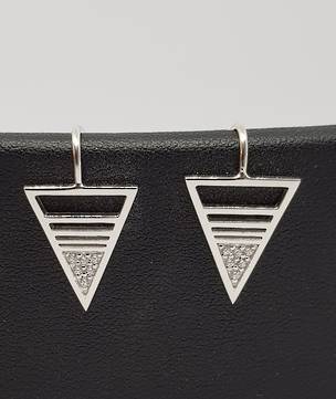 Cute little triangle silver earrings with cz gemstones