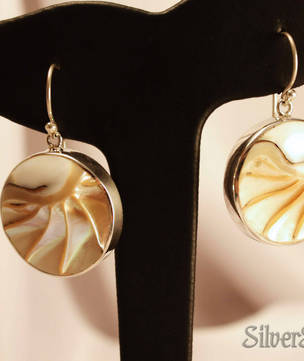 Round Nautilus Shell Silver Earrings