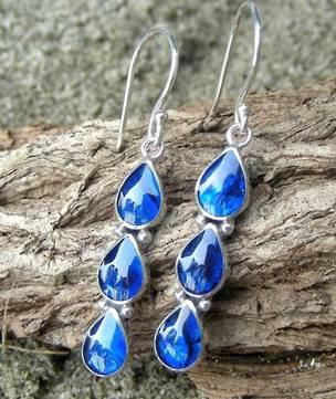 Dyed blue paua shell earrings - free delivery in NZ