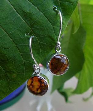 Silver Amber Earrings