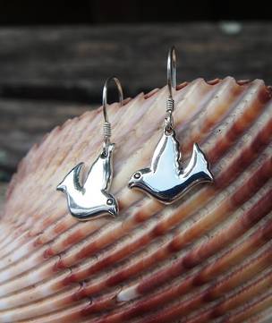 Sterling silver dove earrings