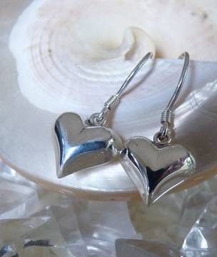 Sterling Silver 3D Heart Earrings