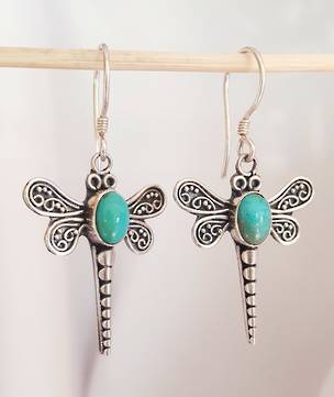 Sterling silver turquoise dragonfly earrings