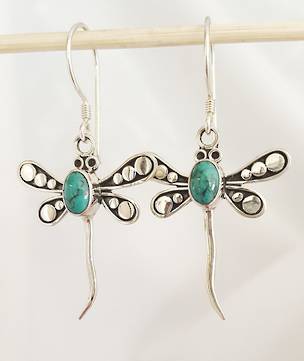 Sterling Silver Turquoise Dragonfly Earrings