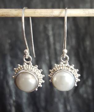Sterling silver fresh water pearl hook earrings