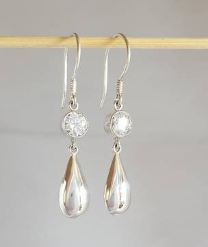 Long teardrop cubic zirconia earrings