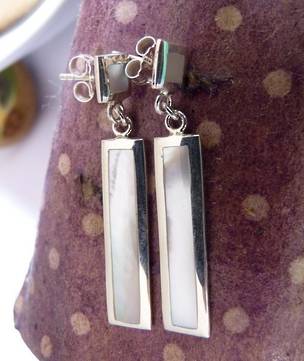 Silver mother of pearl stud earrings