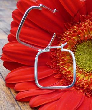 Sterling silver square funky hoops