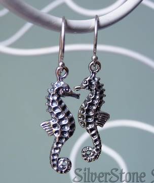 Sterling silver seahorse earrings