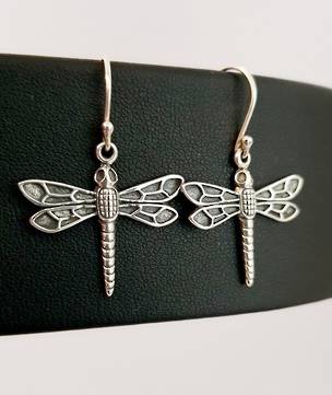 Sterling silver dragonfly earrings