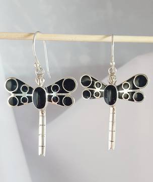 Black dragonfly earrings - free delivery in NZ
