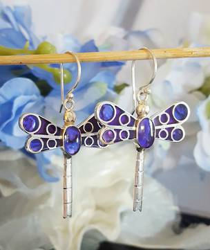 Purple dragonfly earrings