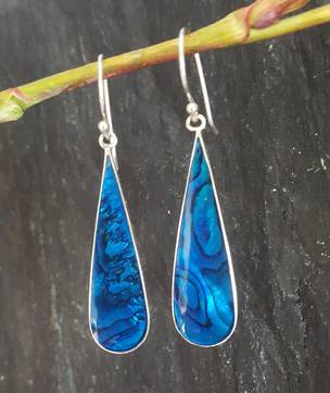 Sterling silver blue NZ paua earrings