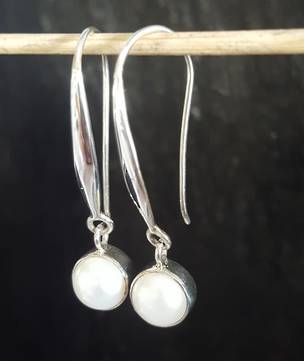 Fresh water pearl earrings, long drop, elegance +