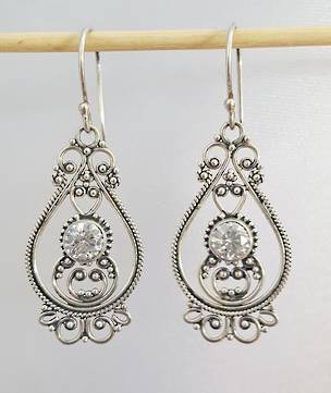 Filigree cubic zirconia earrings - free delivery in NZ