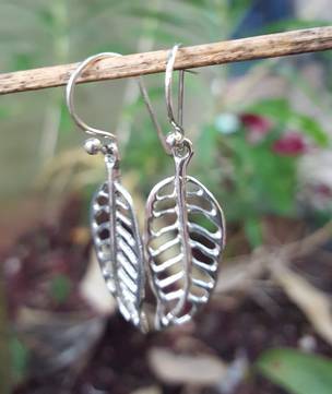 Sterling silver open leaf earrings