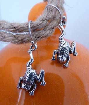 Sterling silver frog earrings