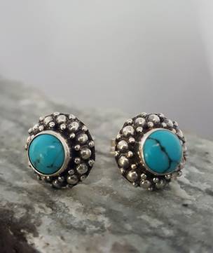 Small silver turquoise stud earrings
