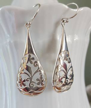 Sterling silver carved earrings