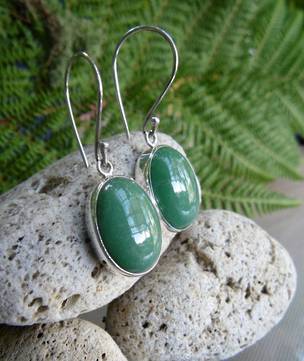 Green aventurine sterling silver earrings