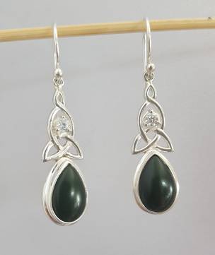 NZ greenstone (pounamu) silver earrings