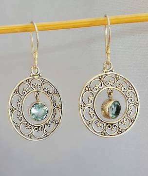 Sterling silver delicate blue topaz earrings