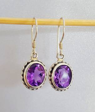 Sparkling sterling silver amethyst earrings