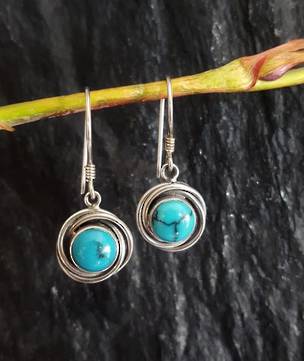 Sterling silver turquoise earrings, hook style