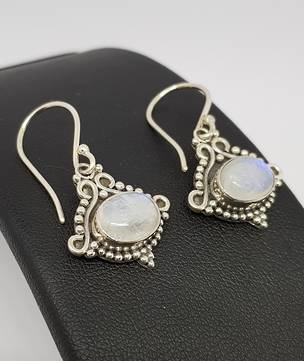 Decorative silver moonstone earrings