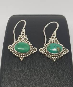 Sterling silver turquoise earrings with filigree setting
