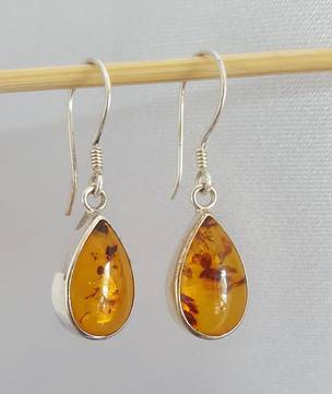 925 Sterling silver amber earrings