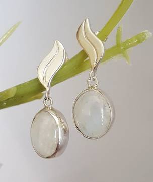 Silver moonstone earrings with stud fitting