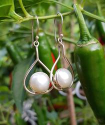 Sterling silver white pearl earrings