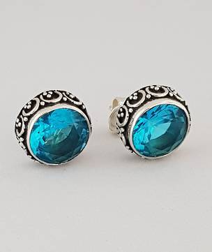 Alluring blue topaz stud earrings