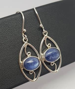 Sterling silver blue kyanite gemstone earrings